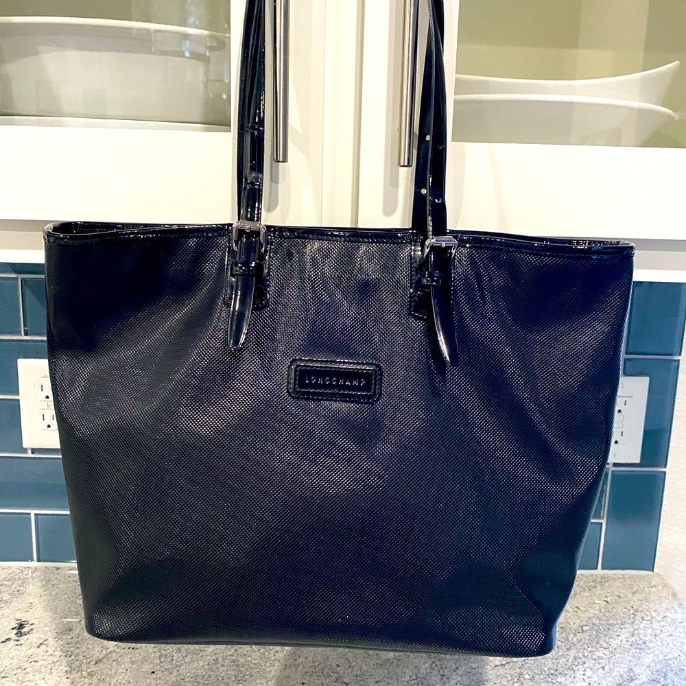 Longchamp Patent Leather Black Tote